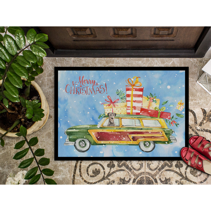 Trishelle Non-Slip Christmas Outdoor Doormat, 0.2" H x 36" W x 24" D, Irish Wolfhound
