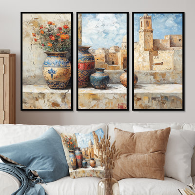 Casablanca Morocco Pottery I - Morocco Pottery Wall Art Set