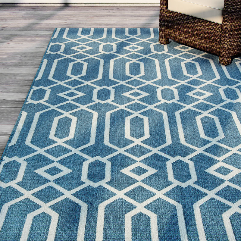 Tapis intérieur / extérieur bleu clair Gul, Rectangle 5 pi 3 po x 7 pi 6 po
