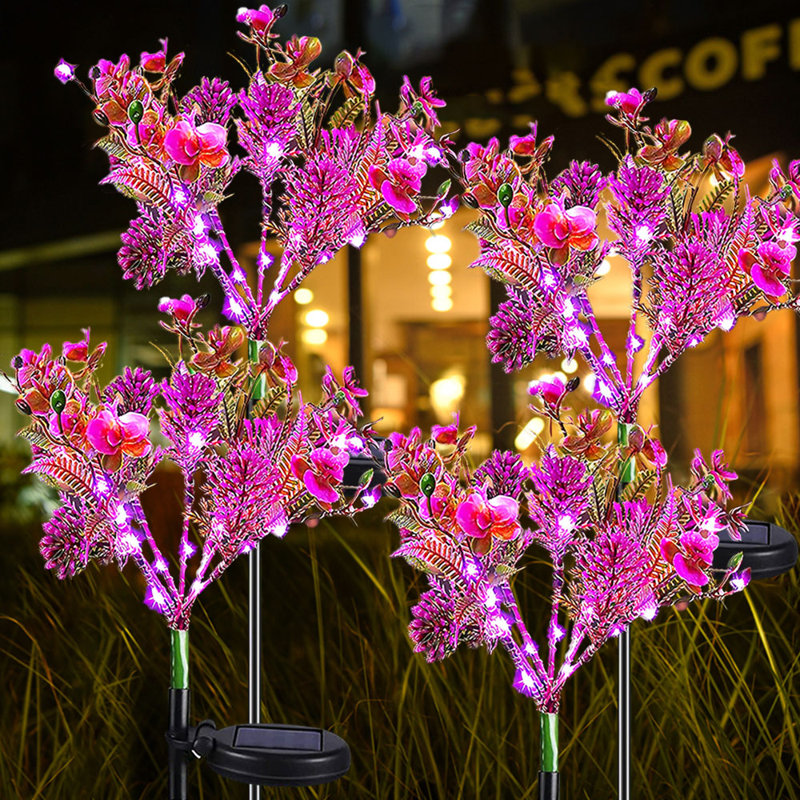 Paquet de 4 lumières Phalaenopsis intégrées à énergie solaire à DEL pour l'extérieur