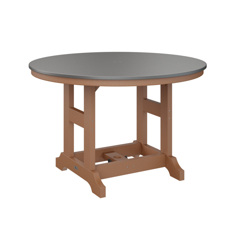 Table de bar ronde Berlin Garden, Acier inoxydable martelé, Cèdre, H 39,5 po x l 48 po x P 48 po