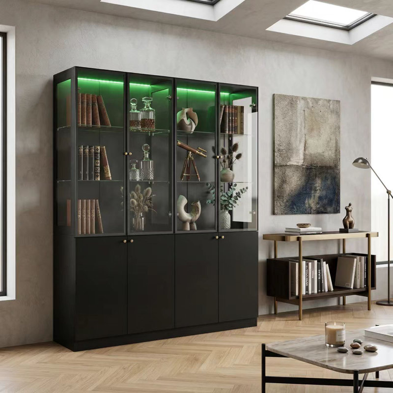 78.7" H 8-Door Glass Display Stand With LED Lighting