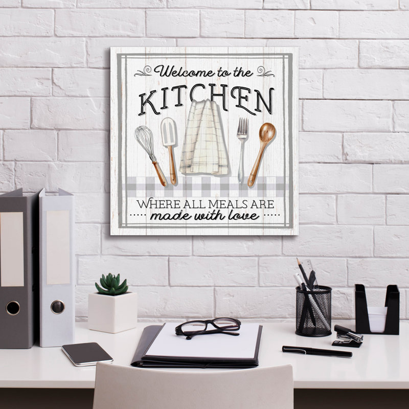  «Kitchen Welcome» par Elizabeth Tyndall, art mural sur toile, 18 po x 18 po