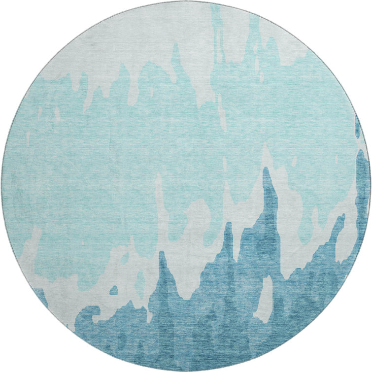 Premium Machine Washable Prisco Teal Rug