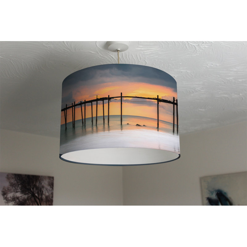 22cm H Canvas Drum Pendant Shade ( Clip On )