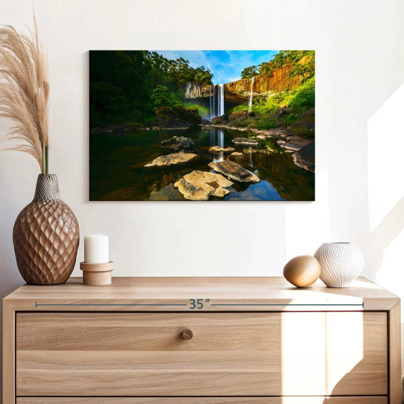 Idyllic Tropical Waterfall, 16" H x 24" W