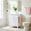 Meuble-lavabo moderne de 61 cm (24 pouces) avec lavabo en céramique, structure en bois massif et caisson en MDF, 1 porte, 1 tiroir abattant et 3 tiroirs, charnières à fermeture amortie, tablette réglable, poignées argentées, blanc-1168062923