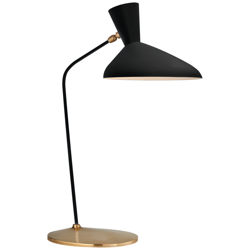 AERIN Austen Large Offset Table Lamp, Matte Black/Brass, Matte Black
