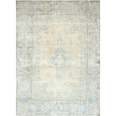 High-Quality Hand-Knotted Rose And Light Blue Area Rug