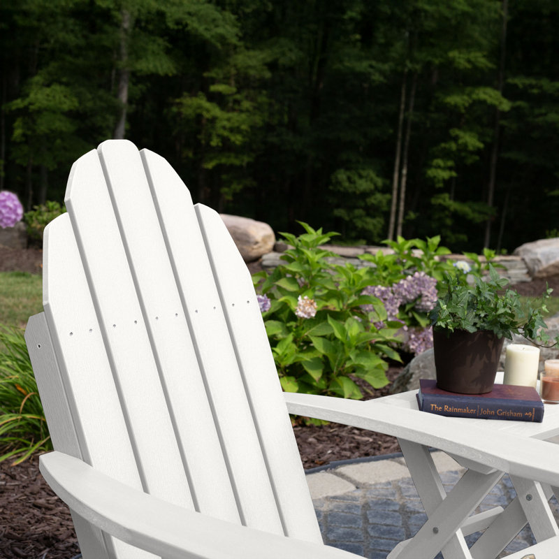 Essential Adirondack Chair with Essential Ottoman and Essential Folding Side Table, White