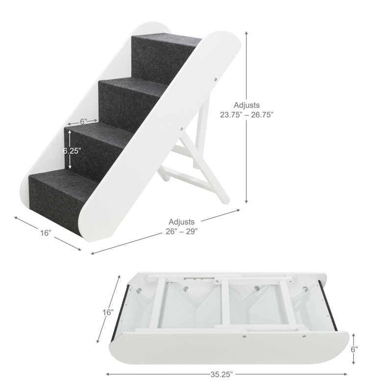 TRIXIE Pawsome Ascent 4-Step Adjustable Pet Stairs with Carpet Treads, White
