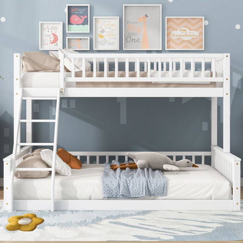 Lit superposé simple pour lit d'enfant TG / TG, Simple TG sur grand, Blanc