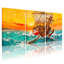 Nautique, coucher de soleil, voilier, ancre, océan, vagues, ciel, horizon, ensemble de 3 impressions sur toile-362387476