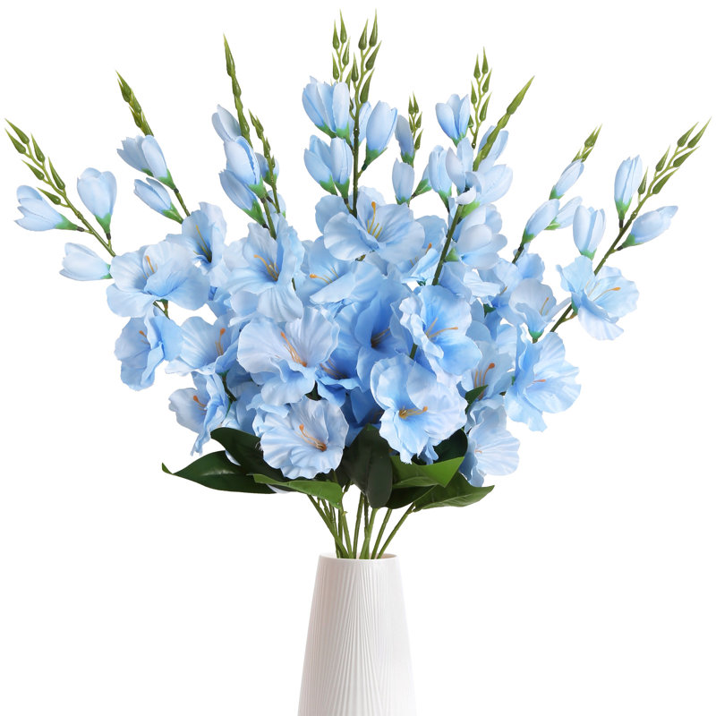 Fleurs artificielles glaïeul 30 en fausses fleurs Glaïeul fleurs à longues tiges, Bleu clair