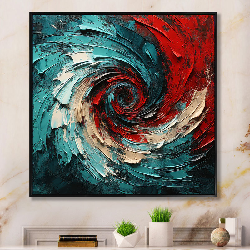 «Red Blue Majestic Motion Spiral II - Abstract Spirals», art mural, H 36 po x l 36 po x P 1,5 po