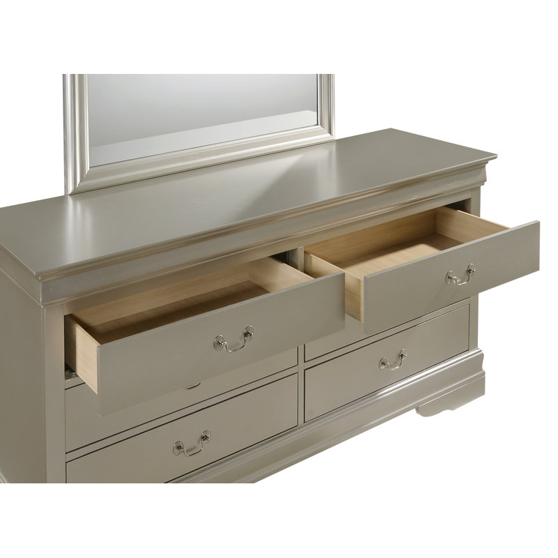 Louis Phillipe 60'' W 6 - Drawer Dresser, Silver Champagne