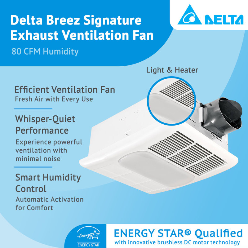 White Rectangular Bathroom Exhaust Fan with Light and Heater