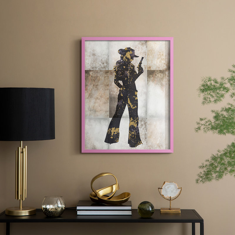 Cowgirl I, reproduction encadrée - bois massif, H 30 po x l 24 po, Rose