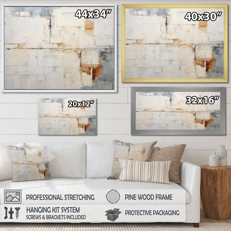 Impression sur toile «Minimalisme beige et doré», impression sur toile, H 24 po x l 32 po x P 1 po, Toile tendue