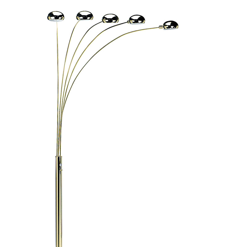84" Tall Metal Floor Lamp With 5 Adjustable Arch Arms, Gold