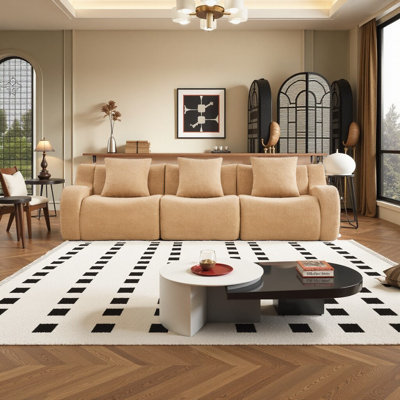 Luxurious 3-Seat Modular Sofa: Plush Teddy Fabric, Zero Assembly & Anti-Slip Comfort