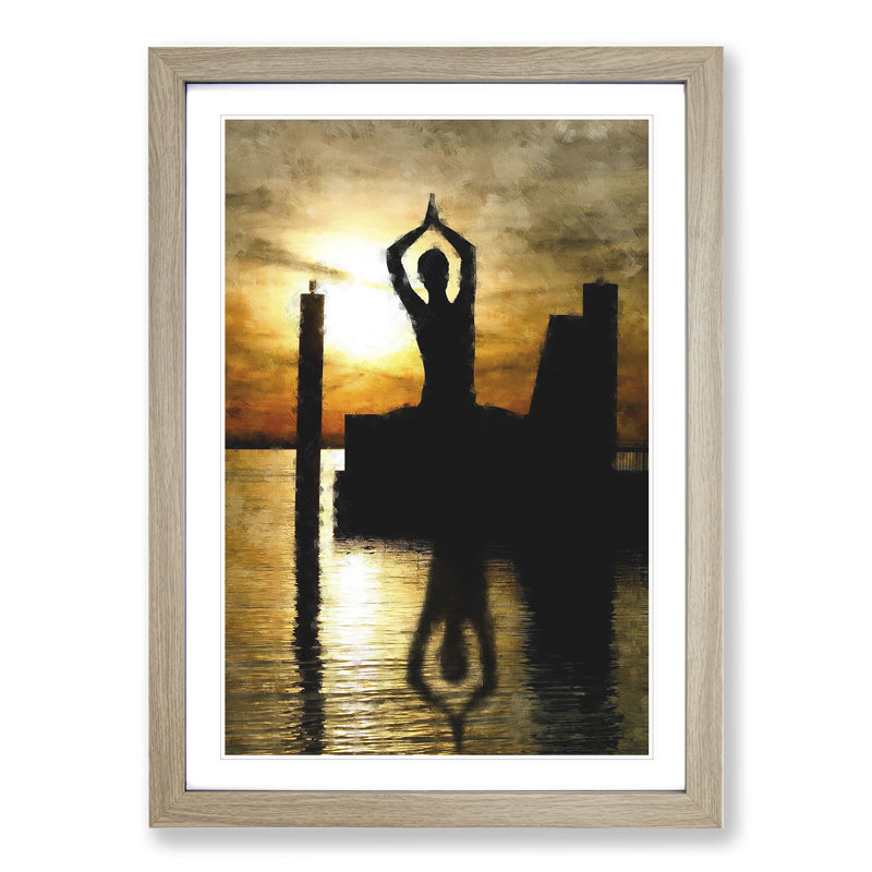 Yoga Meditation - Picture Frame Graphic Art, 36cm H x 27cm W x 2cm D, Oak Framed