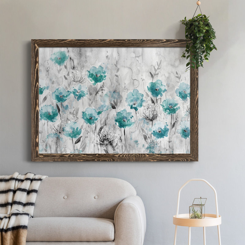 Poppy Garden - Peinture sur toile encadrée, H 31,5 po x l 23,5 po x P 1,5 po, Noyer