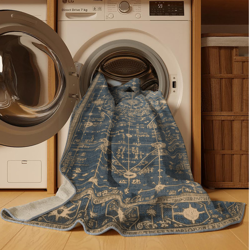 Tapis gris lavable à la machine, Rectangle 7 pi x 9 pi