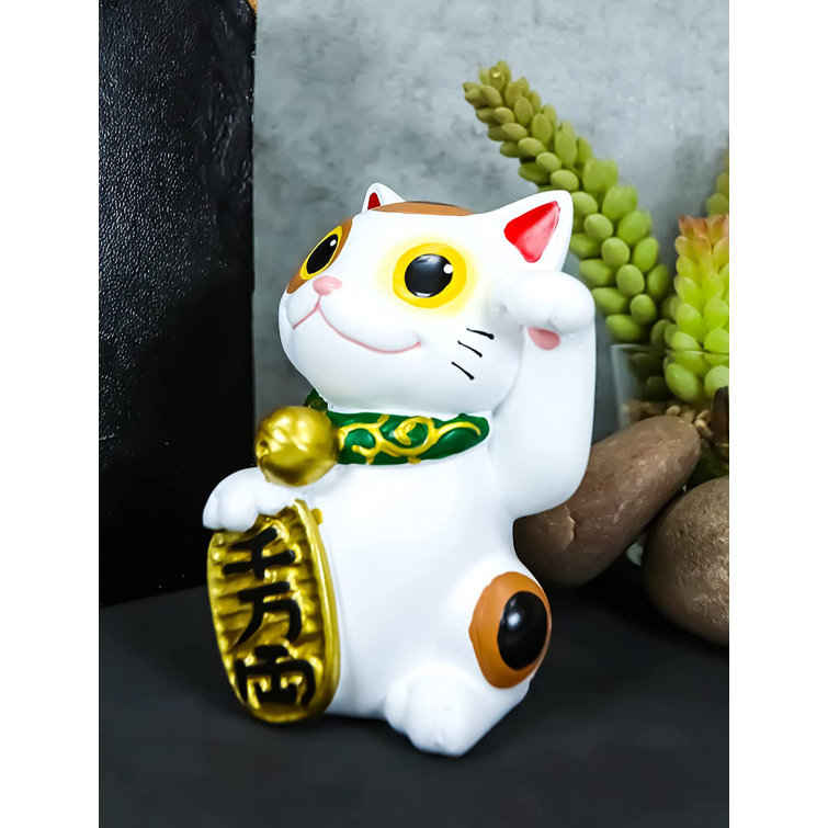 Japanese Luck Fortune Charm Black Beckoning Cat Maneki Neko Money Bank  Statue 5