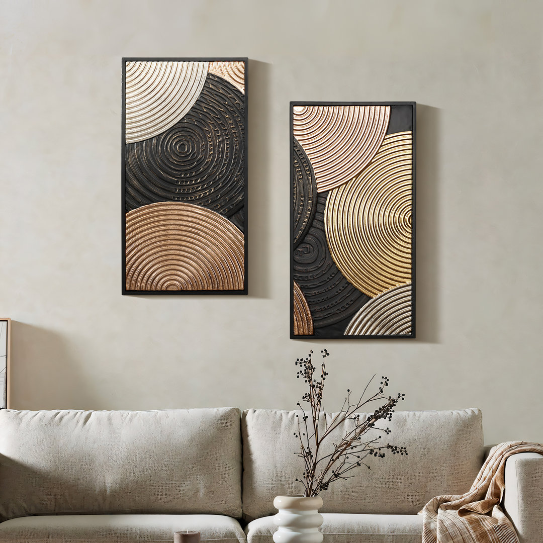 Modern Abstract Wall Art on Metal (Set of 2) Mercer41