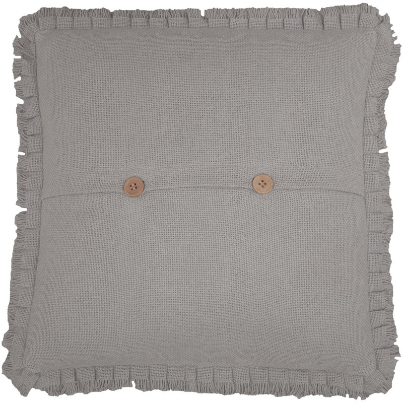 Coussin en jute gris tourterelle avec franges