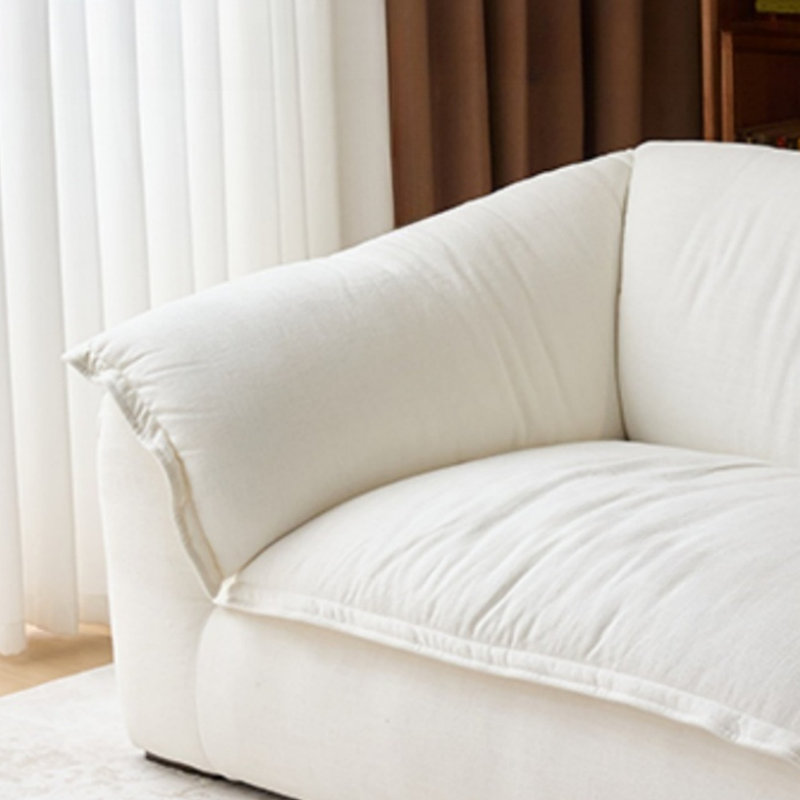 Canapé de salon droit en lin naturel, H 27,17 po x l 86,61 po x P 43,31 po, 3