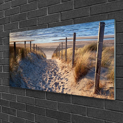 Landscape Footpath Sea - Unframed Photograph on Glass