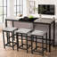 Table de cuisine moderne avec 3 tabourets gris et noirs, tabouret suspendu gain de place, surface facile à nettoyer et plateau à assemblage unique, design bicolore, métal, à monter soi-même