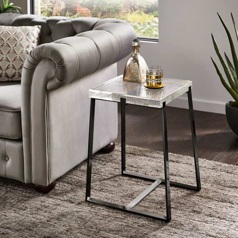Degolier Cast Glass Top End Table, Gray