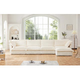 Comfortable L-Shaped Sectional Sofa with Plush Pillows for Living Room