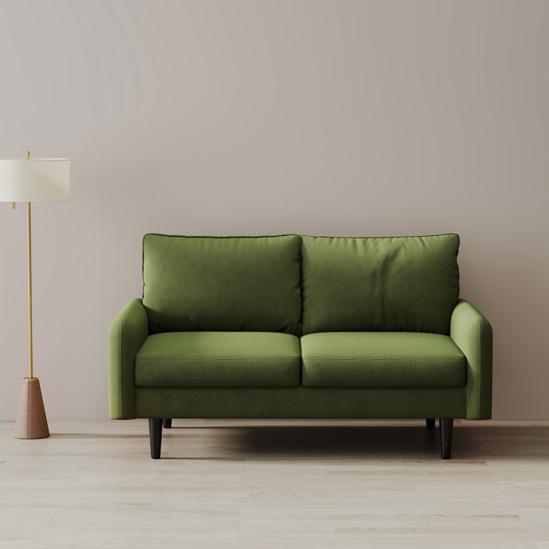 Dotson 58" Velvet Round Arm Sofa Loveseat, Olive Green Velvet