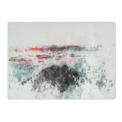 Tempered Glass Ocean Splash Chopping Board