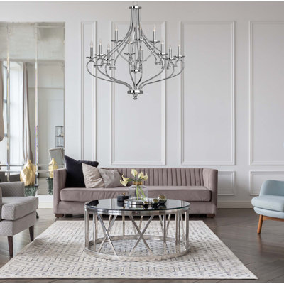 Tes 12-Light Indoor Chrome Classic/Traditional Empire Candelabra Chandelier