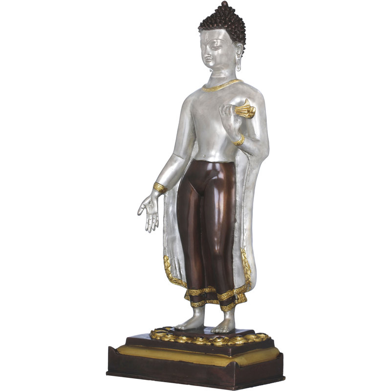 Statue de Bouddha debout, Brun / Argenté