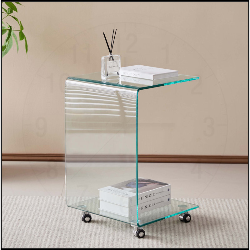 C-shaped Clear Tempered Glass Side & End Table, Versatile and Stylish for Any Space