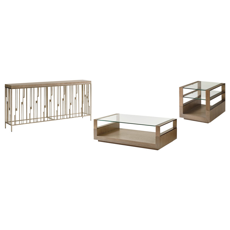 Shadow Play 3 - Piece Glass Top Living Room Table Set