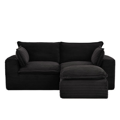 78.8" L-Shaped Corduroy Modular Sectional Sofa with Ottoman, No Assembly Pet-Friendly Cloud Couch for Small Spaces