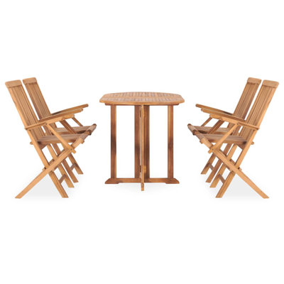 Pifer 4 - Person Teak Oval Solid Wood Patio Dining Set
