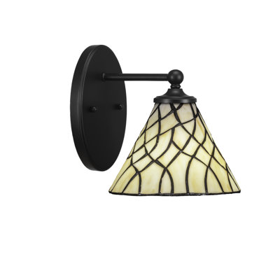 Sadea Wall Sconce Shown In Matte Black Finish With 7" Sandhill Art Glass