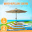 Parasol pour îlot de patio octogonal 11 pi avec manivelle, inclinaison à bouton-poussoir, mât en aluminium antirouille, cadre à 8 baleines, lumières à DEL solaires et auvent Breez-Tex Weather-Res - champagne et taupe-1727737431