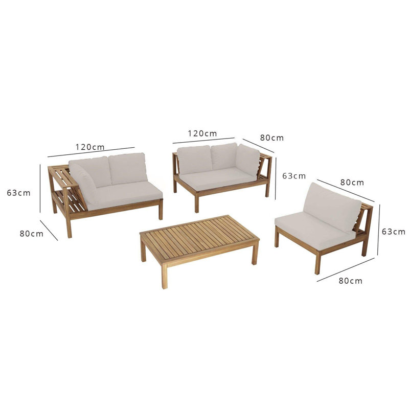 Collinward 240cm Wide Outdoor, Natural, No Umbrella
