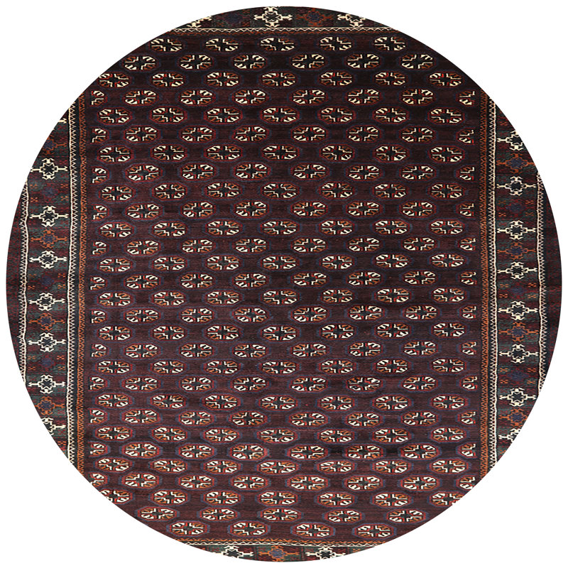 Tapis brun à motif oriental, Rond 3 pi