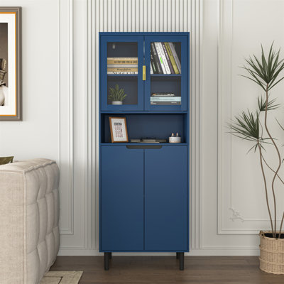 Bibliothèque de rangement moderne avec porte réglable en verre trempé
