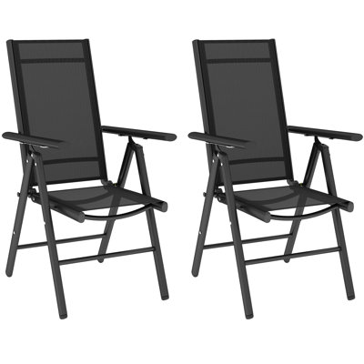 Outsunny Set of 2 Folding Garden Chairs, Aluminium Frame